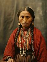 velho colori fotografia do uma mexicano mulher a partir de a cedo 1900 ai generativo foto