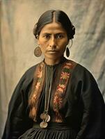 velho colori fotografia do uma mexicano mulher a partir de a cedo 1900 ai generativo foto