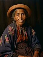 velho colori fotografia do uma mexicano mulher a partir de a cedo 1900 ai generativo foto