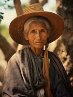 velho colori fotografia do uma mexicano mulher a partir de a cedo 1900 ai generativo foto