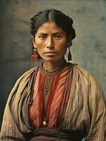 velho colori fotografia do uma mexicano mulher a partir de a cedo 1900 ai generativo foto