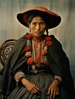 velho colori fotografia do uma mexicano mulher a partir de a cedo 1900 ai generativo foto