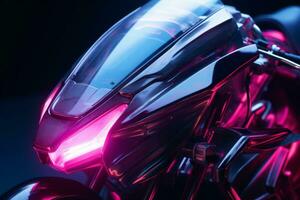 3d Renderização do uma motocicleta com Rosa luzes generativo ai foto