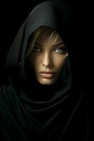 a imagem do uma mulher vestindo uma Preto véu generativo ai foto