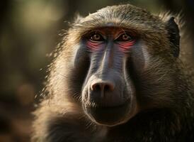 babuíno macaco retrato criada com generativo ai tecnologia foto