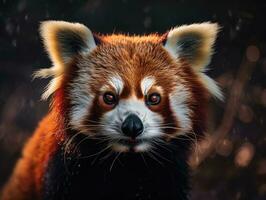 vermelho panda retrato criada com generativo ai tecnologia foto