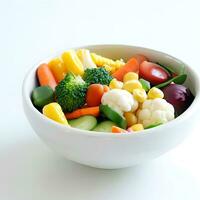 delicioso vegetarianos estilo de vida com vários fervido legumes dentro uma tigela ai generativo foto