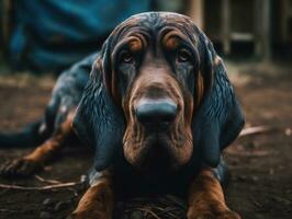 Preto cão de caça cachorro criada com generativo ai tecnologia foto