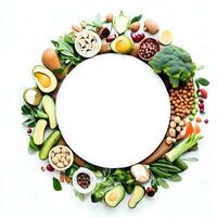 círculo decorado vegano fundo com vários colorida legumes ai generativo foto