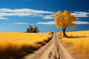 amarelo campo, azul céu. ai generativo foto