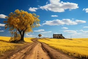 amarelo campo, azul céu. ai generativo foto