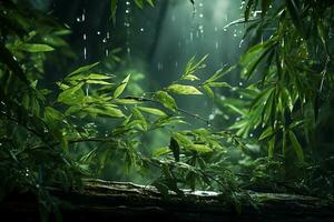 a verde bambu é balançando dentro a vento. ai generativo foto