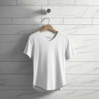 em branco branco e Preto camiseta com cópia de espaço foto