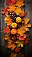 outono folhas arranjado por aí feliz Ação de graças placa foto