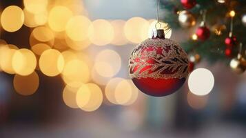festivo composição com Natal árvore em borrado fundo. generativo ai foto