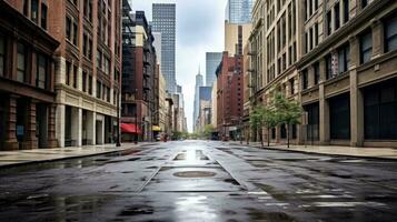 clássico arquitetura e urbano estradas, esvaziar estrada dentro a cidade, generativo ai ilustração foto