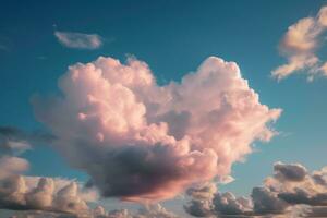 lindo nuvens dentro coração forma em Rosa céu dentro vintage estilo para feliz dia dos namorados dia ou Casamento conceito e cópia de espaço. generativo ai foto