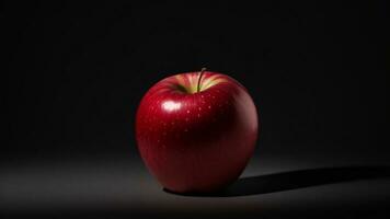 vermelho maçã em uma Preto fundo com sombra. seletivo foco. ai gerado foto