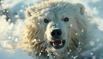 inverno neve, natureza frio, molhado retrato do uma fofa cachorro gerado de ai foto