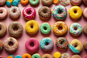 delicioso rosquinhas do multicolorido doce rosquinhas com polvilhe. ai generativo pró phot foto