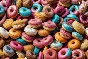 delicioso rosquinhas do multicolorido doce rosquinhas com polvilhe. ai generativo pró phot foto