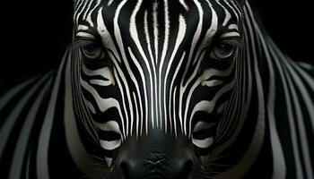 zebra, listrado elegância, beleza dentro natureza, animal marcações, simetria gerado de ai foto