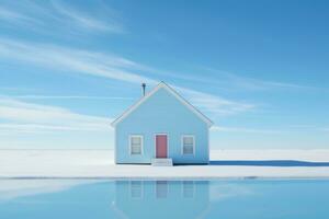 simplista Visão do uma casa perto a de praia ai gerado foto