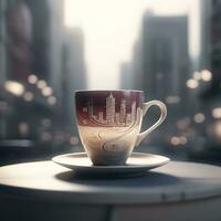 uma copo do café com precisionismo Projeto copo ai gerado foto