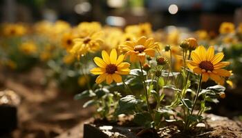 uma vibrante Prado flores com a beleza do natureza crescimento gerado de ai foto