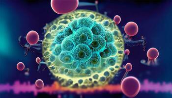 ampliado molecular estrutura do bactérias causando doença em brilhando fundo foto