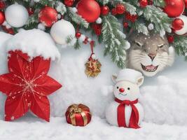 alegre Natal festivo Natal decorações feriado inverno fundo ai gerado foto