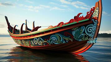 tradicional tailandês barco em a de praia gerar ai foto