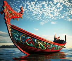 tradicional tailandês barco em a de praia gerar ai foto