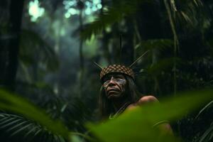 tropical homem floresta. gerar ai foto
