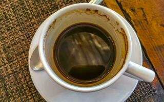 copo do americano Preto café dentro restaurante cafeteria dentro México. foto