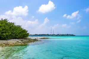 natural tropical turquesa ilhas de restinga madivaru finolhu rasdhoo atol maldivas. foto