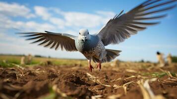 foto do uma Pombo dentro a fazenda. generativo ai