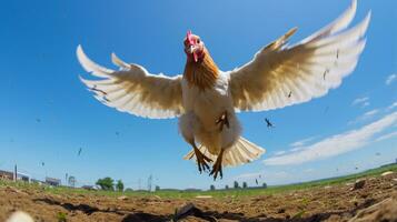 foto do uma frango dentro a fazenda. generativo ai