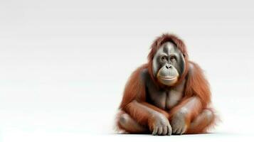 foto do uma orangotango em branco fundo. generativo ai