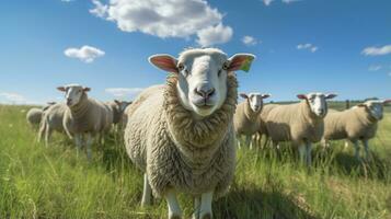 foto do uma ovelha dentro a fazenda. generativo ai
