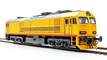 exibindo uma 3d miniatura diesel locomotiva. generativo ai foto