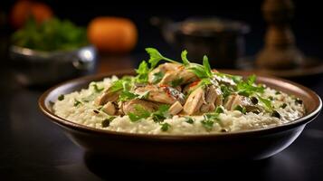 foto do mansaf Como uma prato dentro uma sofisticado restaurante. generativo ai