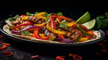 foto do vegetal fajitas Como uma prato dentro uma sofisticado restaurante. generativo ai