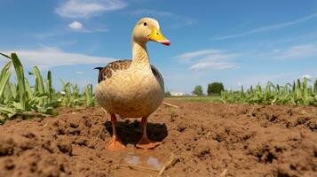 foto do uma Pato dentro a fazenda. generativo ai