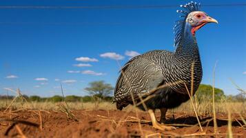 foto do uma guineafowl dentro a fazenda. generativo ai