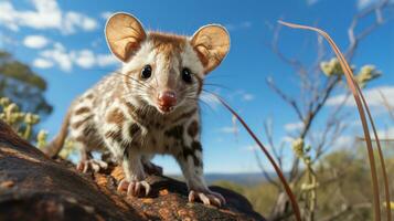 foto do uma quoll debaixo azul céu. generativo ai