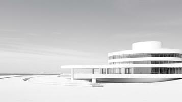 3d Renderização do moderno arquitetura em a cobertura com mar visualizar. generativo ai foto