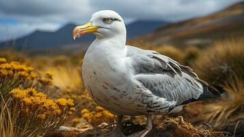 fechar-se foto do uma albatroz olhando qualquer direção. generativo ai