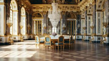 foto do a jantar quarto às a Palácio do versalhes, França. generativo ai