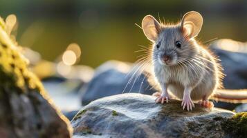 fechar-se foto do uma espinhoso rato olhando dentro seus habitat. generativo ai